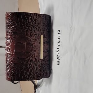 Brahmin's Genuine Leather Pecan Signature Crocodile Embossed Leather Handbag